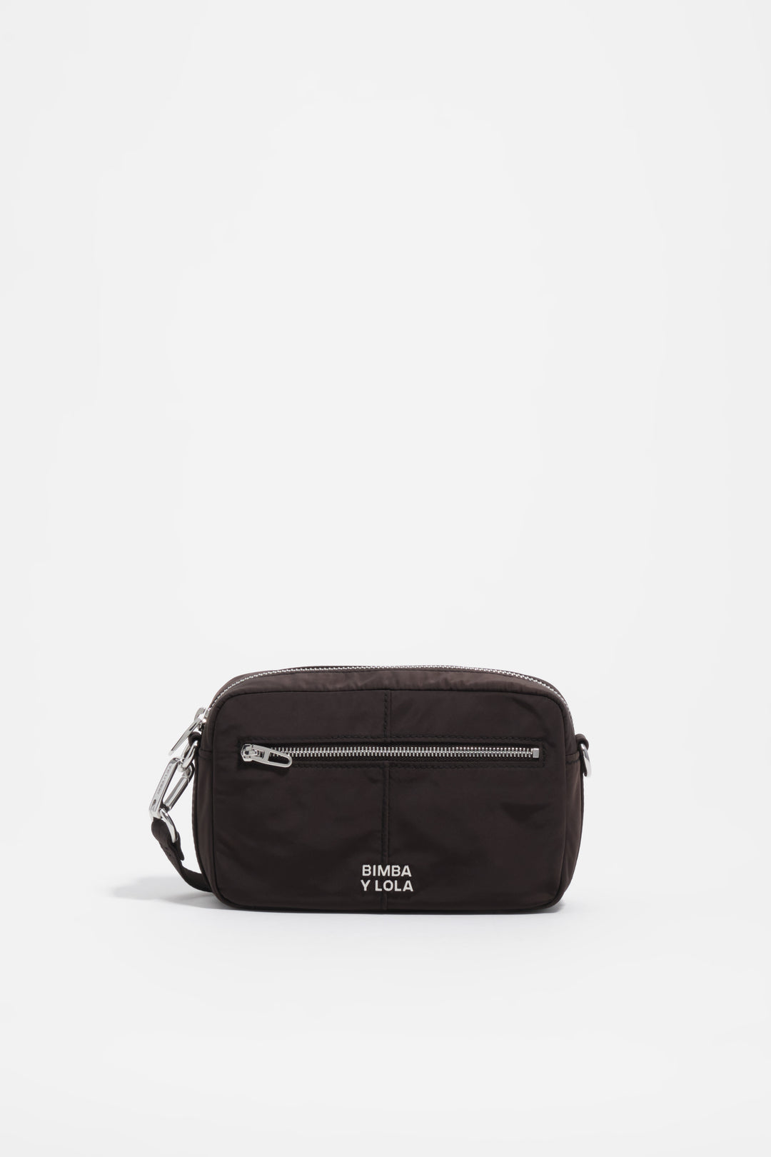 Charcoal nylon mini crossbody bag