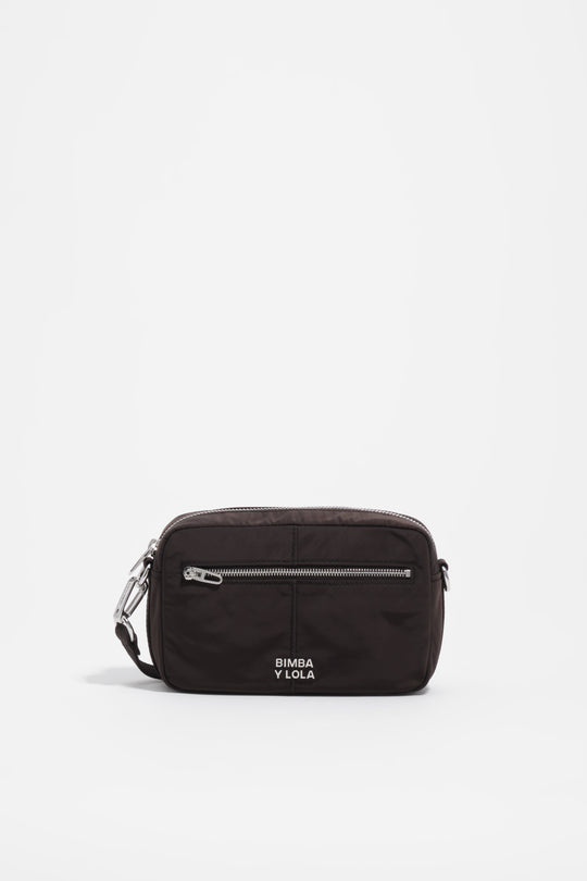 Charcoal nylon mini crossbody bag