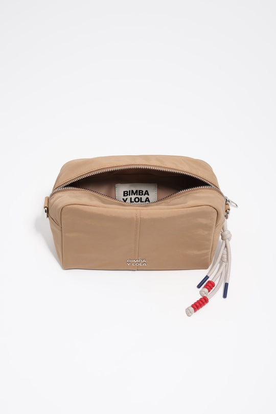 Camel nylon crossbody bag