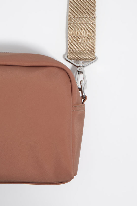 Tan nylon crossbody bag