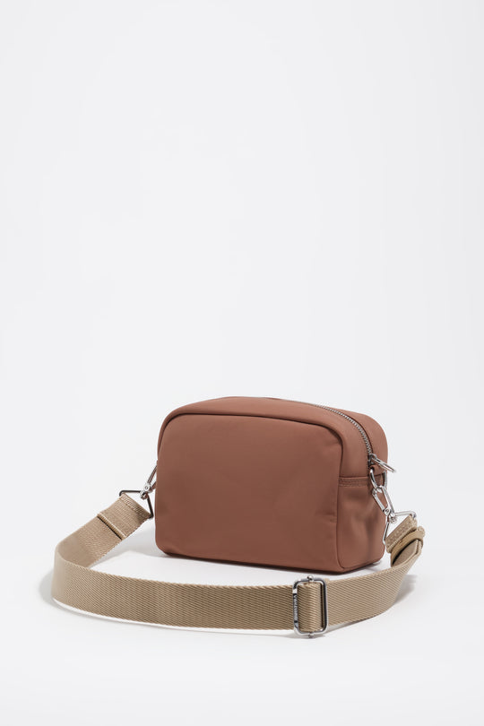 Tan nylon crossbody bag