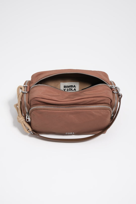 Tan nylon medium pocket bag