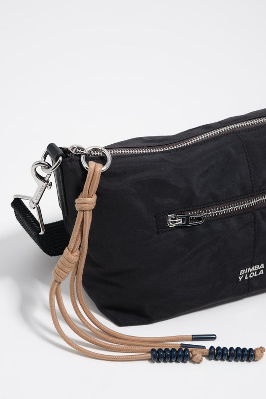 Black nylon trapecio bag