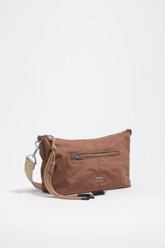 Tan nylon small trapecio bag