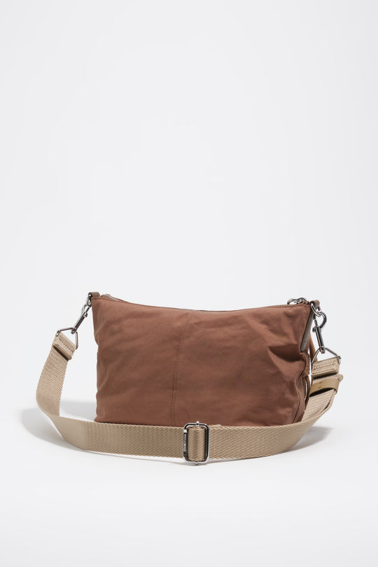 Tan nylon small trapecio bag