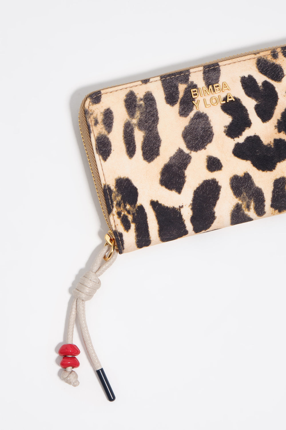 Natural leopard nylon medium wallet