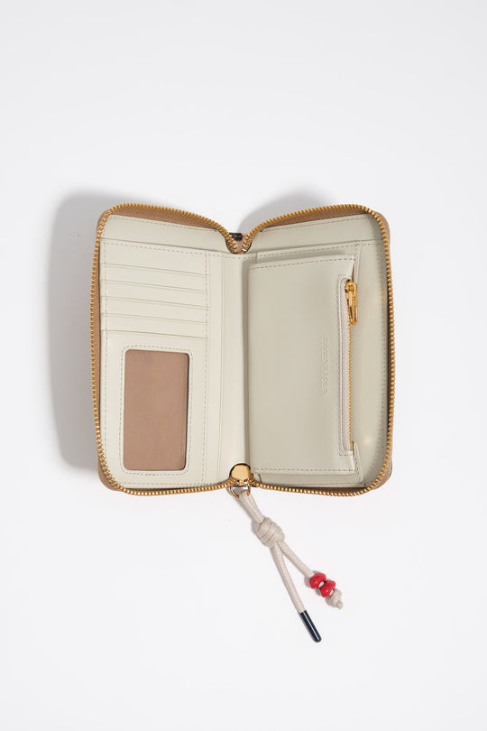 Natural leopard nylon medium wallet