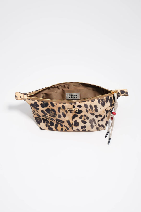 Natural leopard nylon Trapecio make-up case
