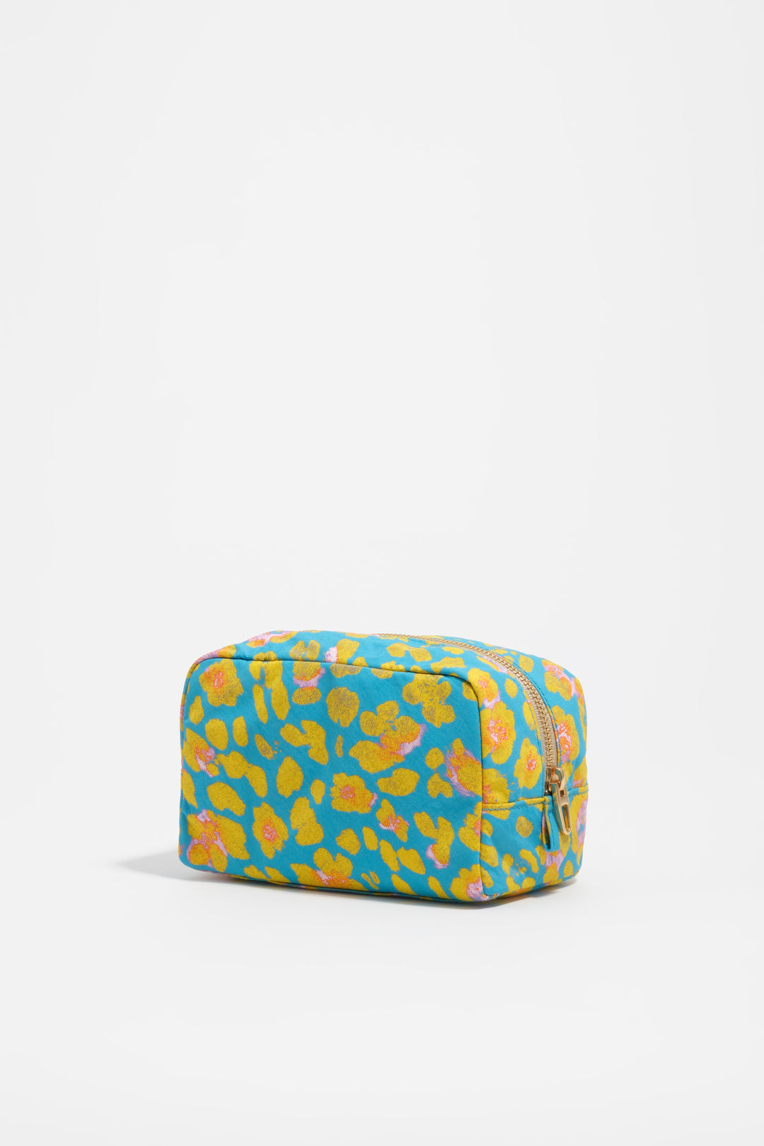 Small blue Leopard nylon make-up case