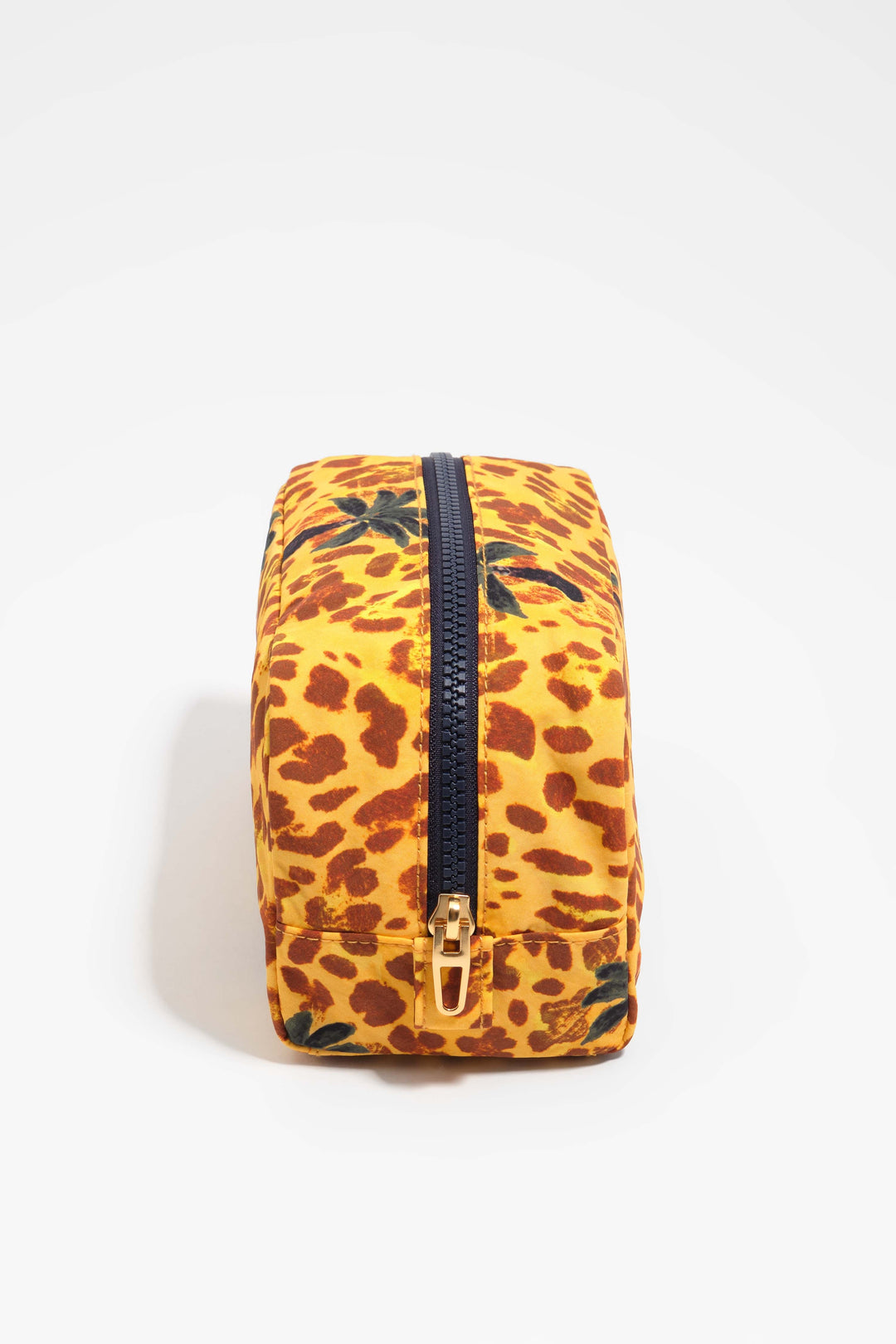 Small Leopard yellow palms nylon make-up case