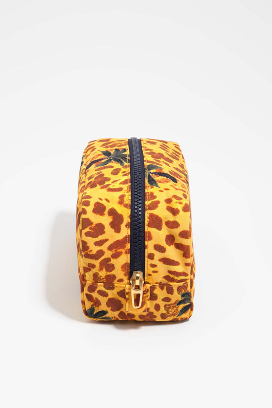 Small Leopard yellow palms nylon make-up case