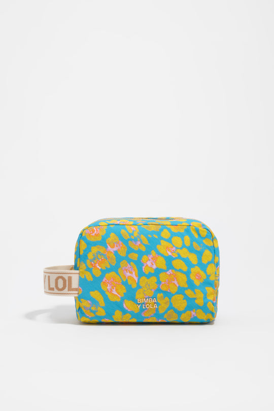 Blue Leopard nylon make-up case