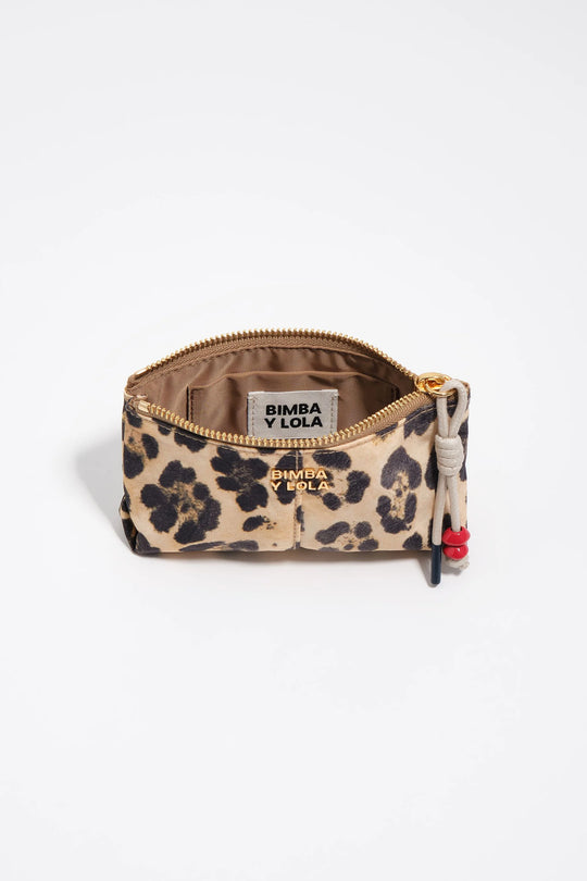 Natural Leopard nylon coin purse