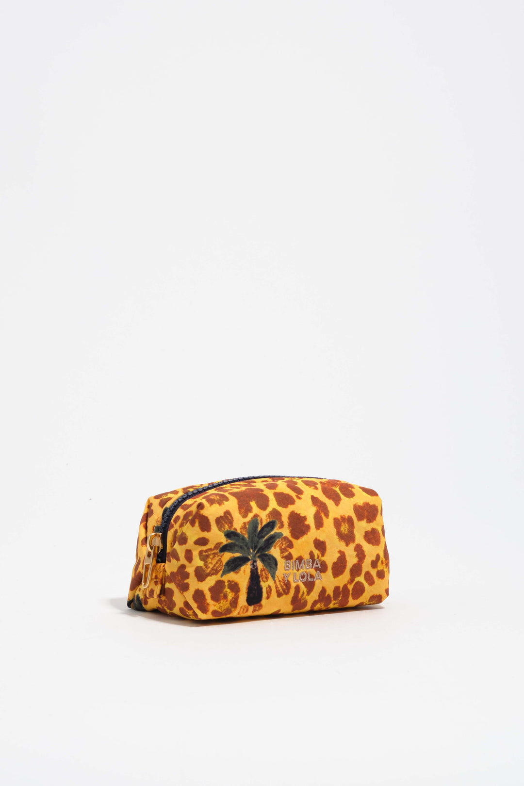 Small Leopard yellow palms nylon make-up case