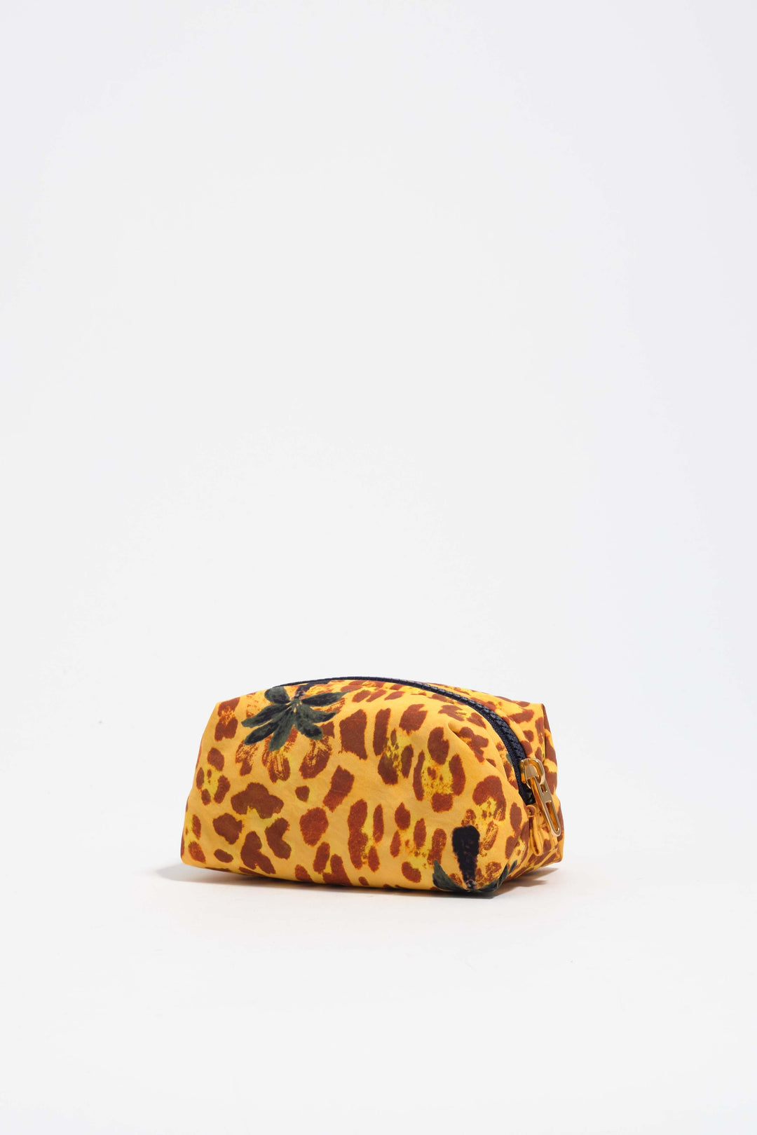 Small Leopard yellow palms nylon make-up case