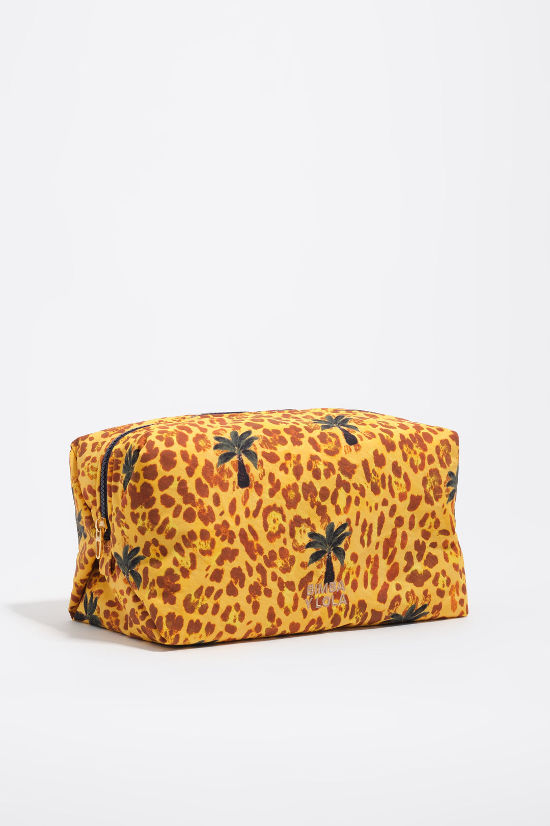 Leopard yellow palms nylon make-up case