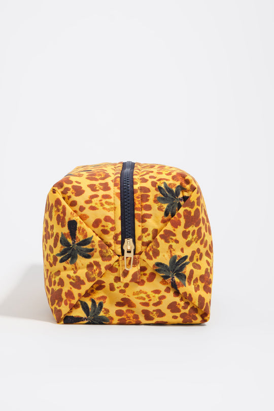 Leopard yellow palms nylon make-up case