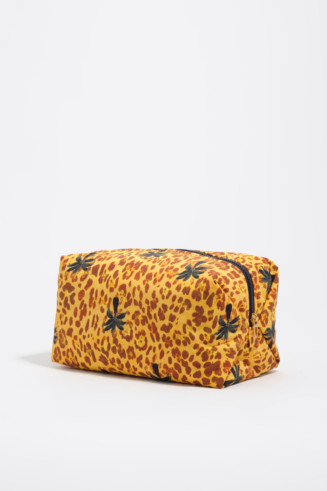 Leopard yellow palms nylon make-up case