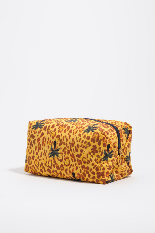 Leopard yellow palms nylon make-up case