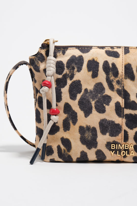 Natural leopard nylon mini bag