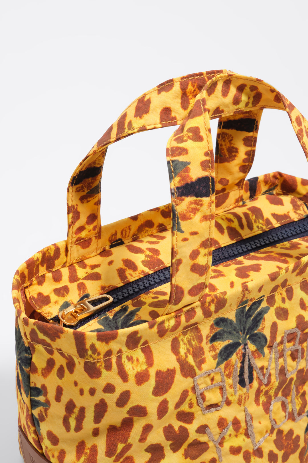 Leopard yellow palms mini nylon bag