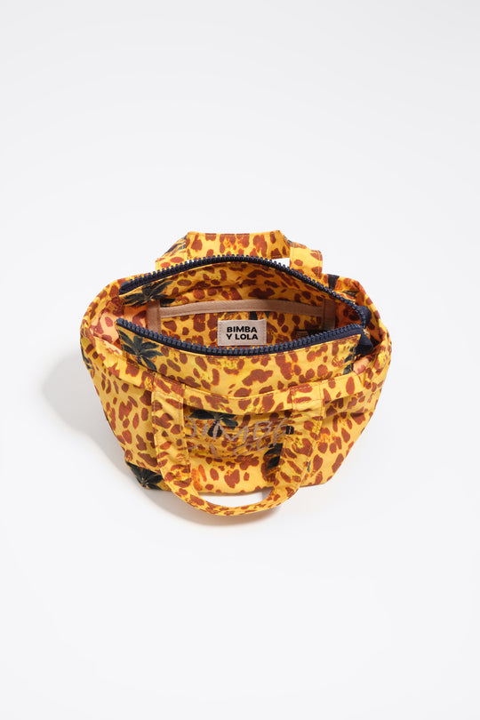 Leopard yellow palms mini nylon bag