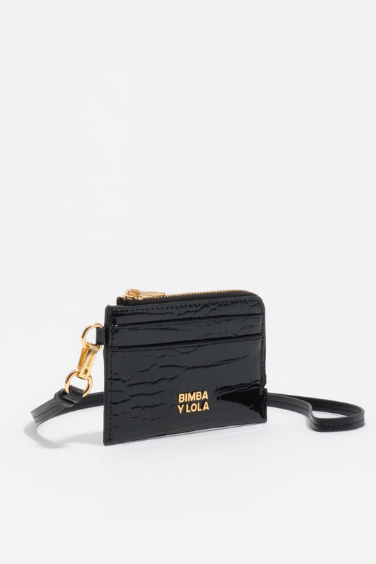 Black embossed crocodile card holder/coin purse