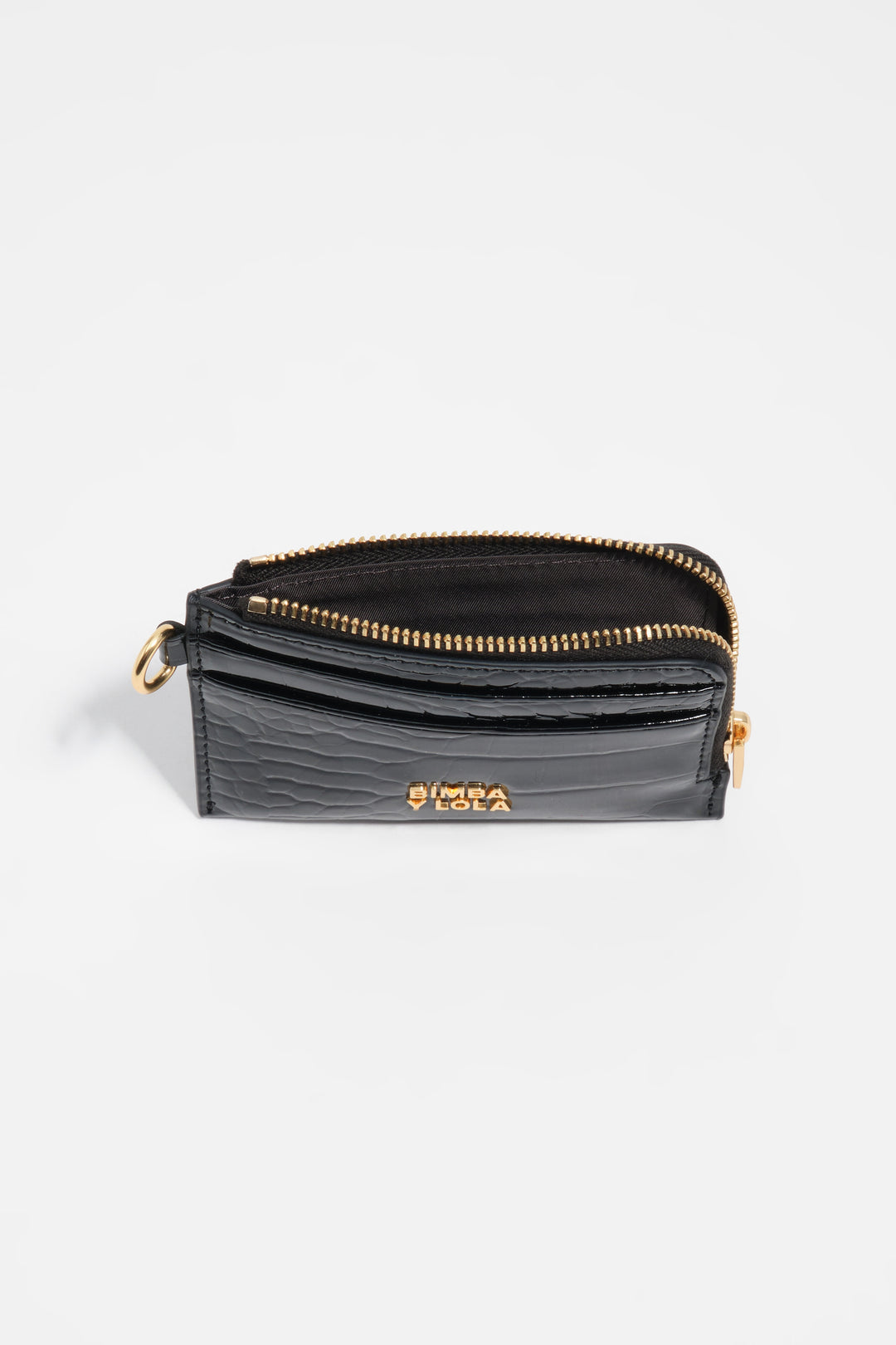 Black embossed crocodile card holder/coin purse