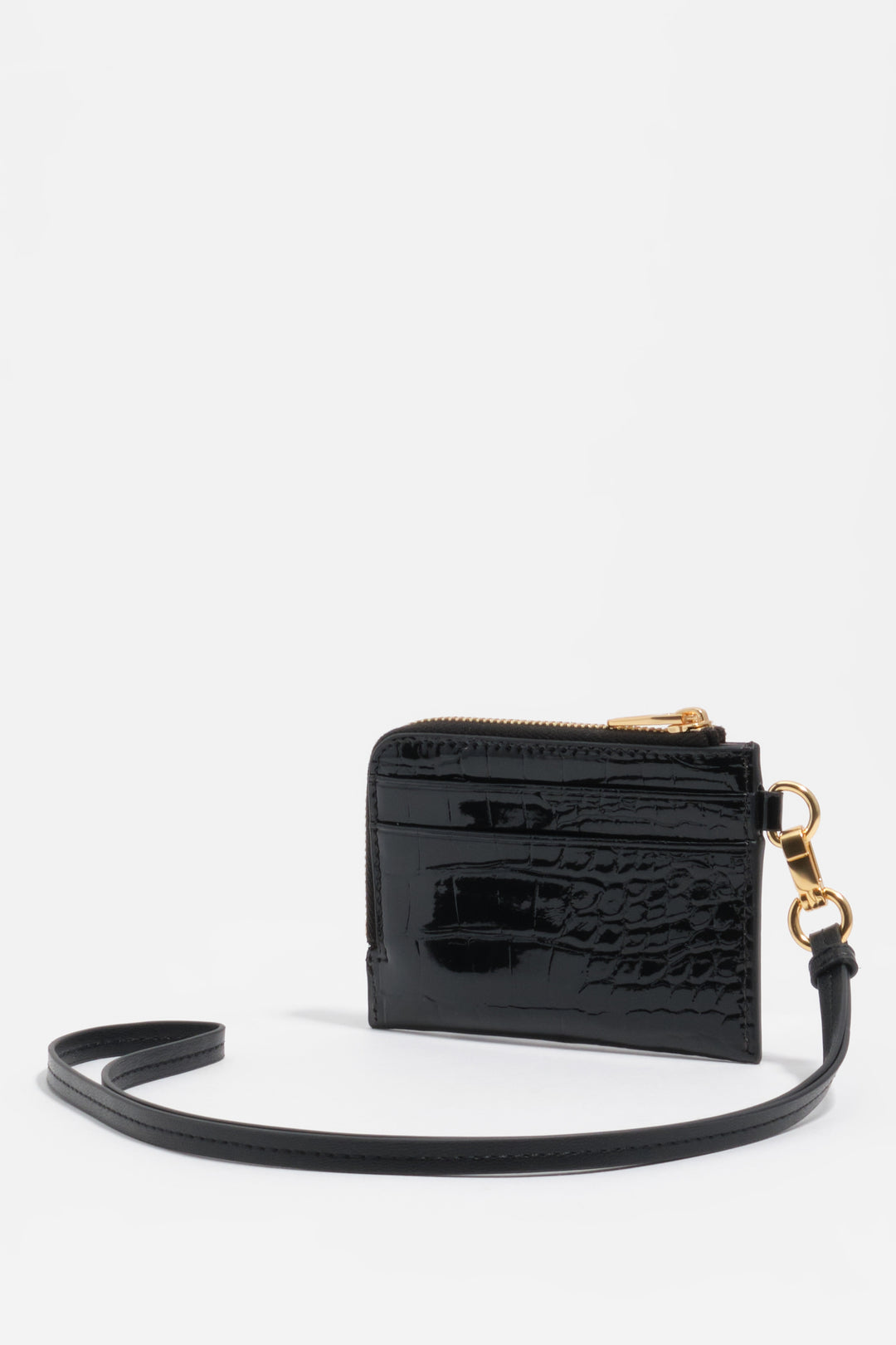 Black embossed crocodile card holder/coin purse