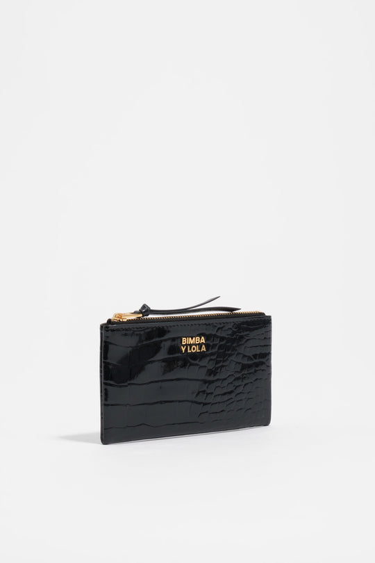 Black mock croc coin purse
