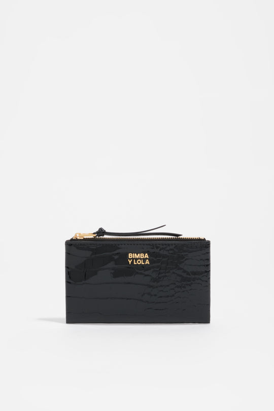 Black mock croc coin purse