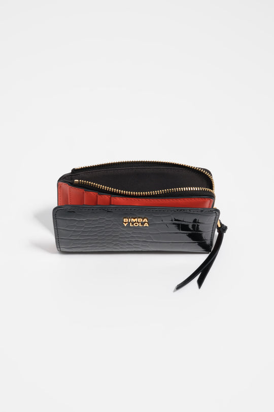Black mock croc purse