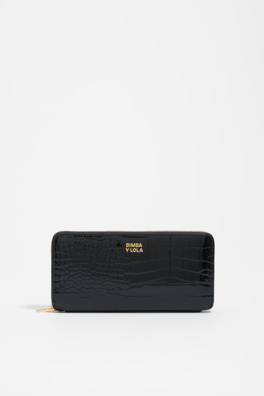 Embossed crocodile black leather soft wallet