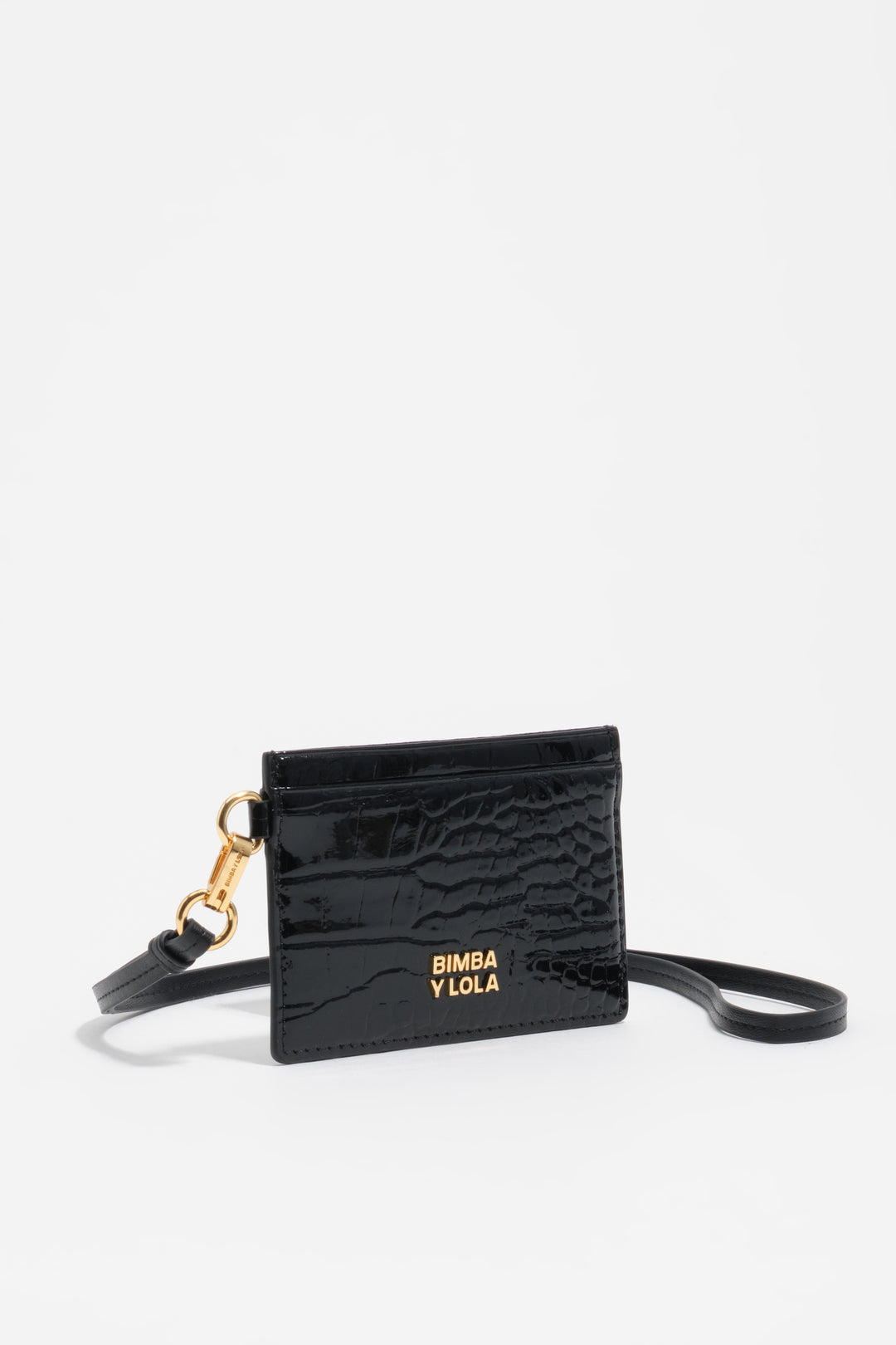 Black embossed crocodile card holder