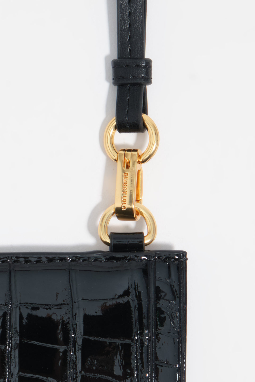 Black embossed crocodile card holder