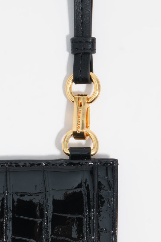 Black embossed crocodile card holder