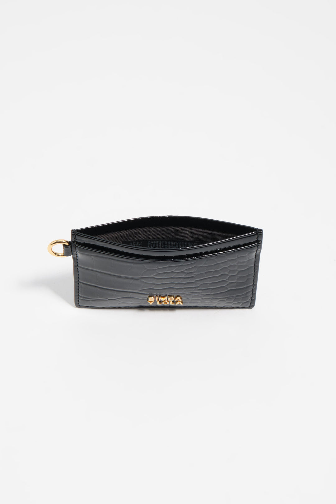 Black embossed crocodile card holder