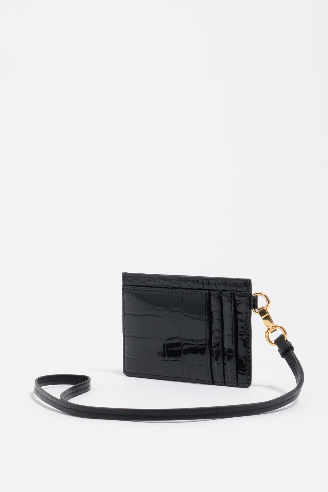 Black embossed crocodile card holder