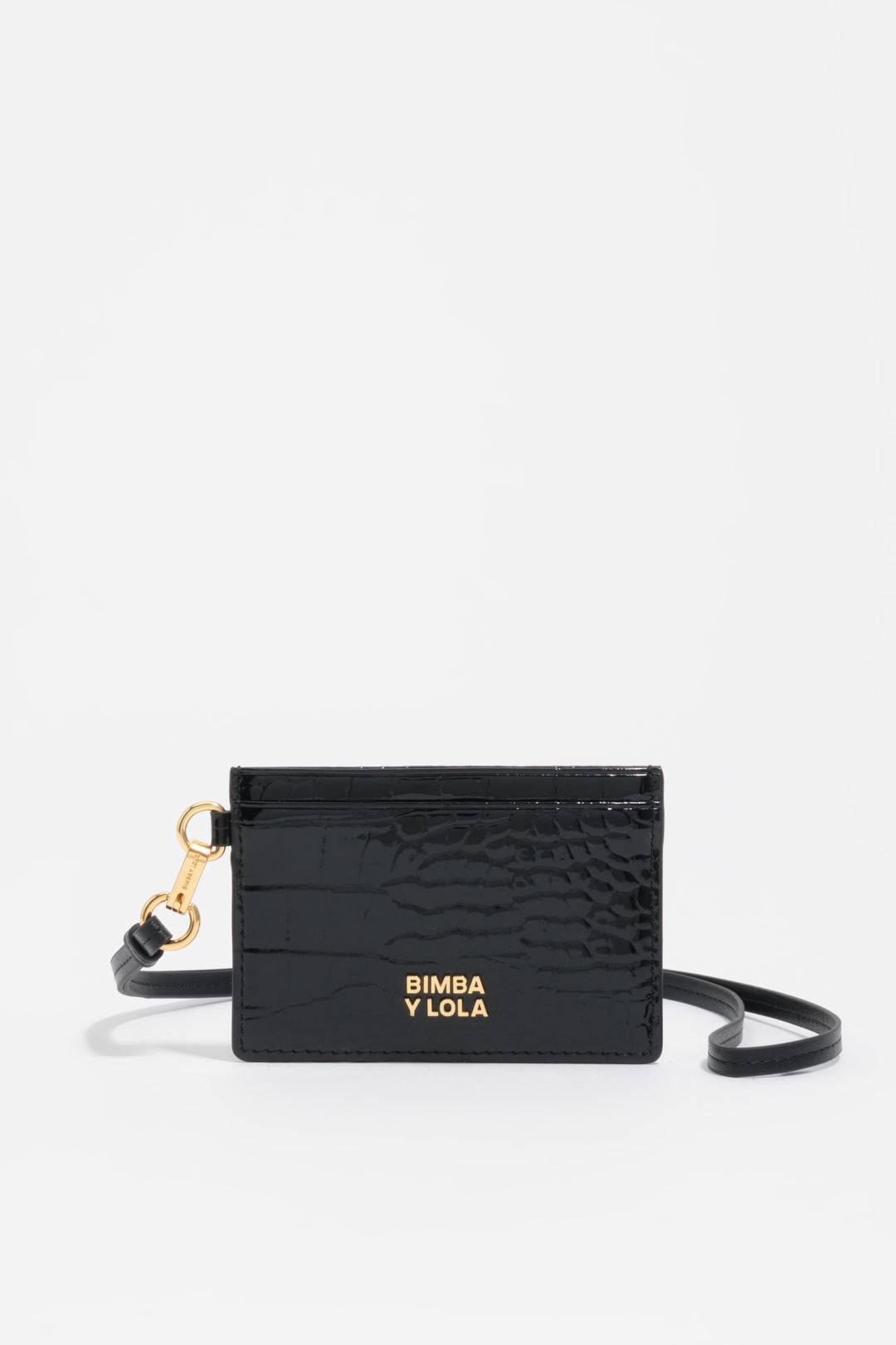 Black embossed crocodile card holder