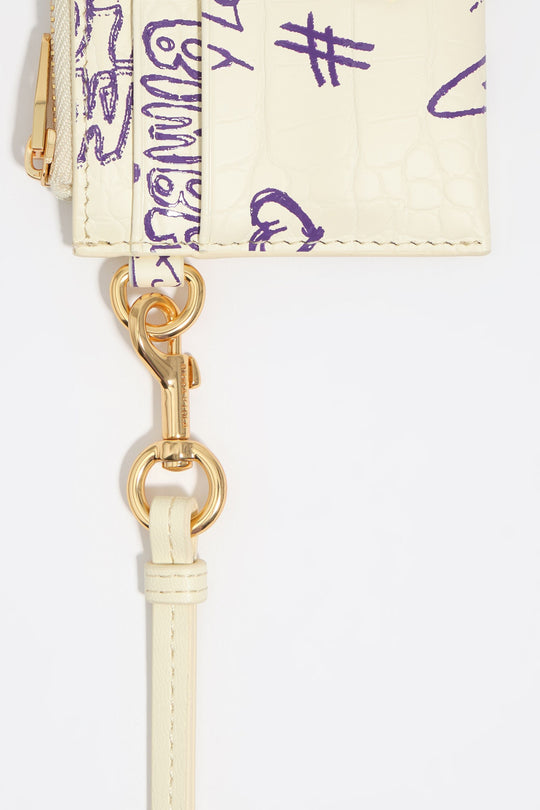 Yellow and purple Bimba logo card holder/coin purse