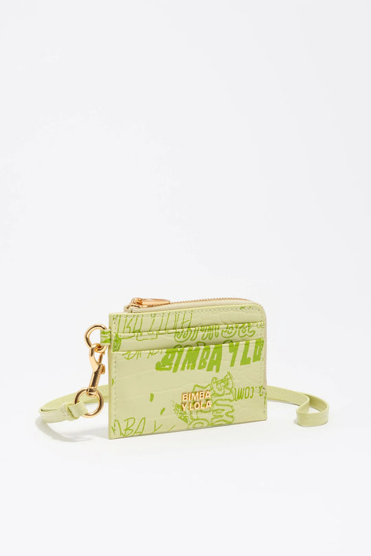 Pastel green Bimba logos coin purse/card holder