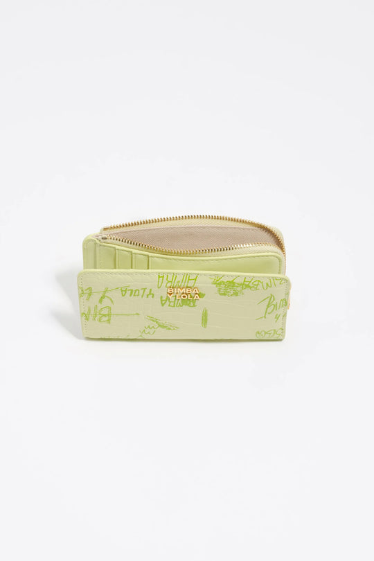 Pastel green Bimba logos compact purse