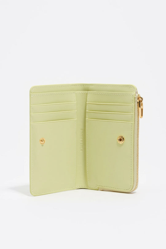 Pastel green Bimba logos compact purse