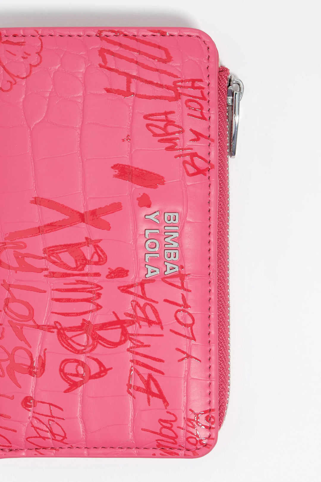 Berry pink Bimba logos compact purse