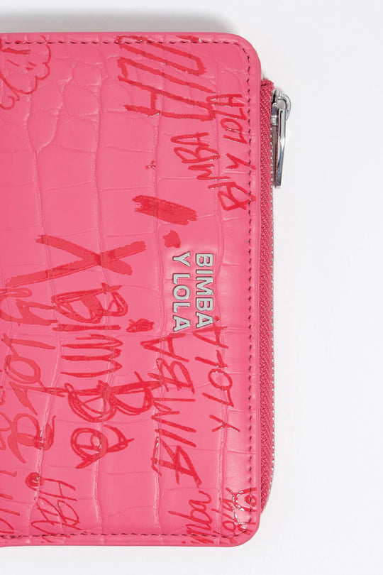 Berry pink Bimba logos compact purse
