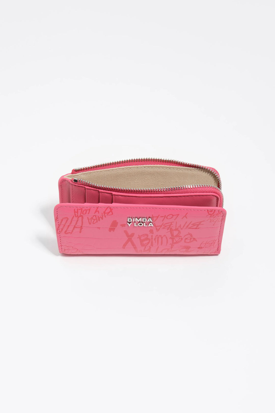 Berry pink Bimba logos compact purse