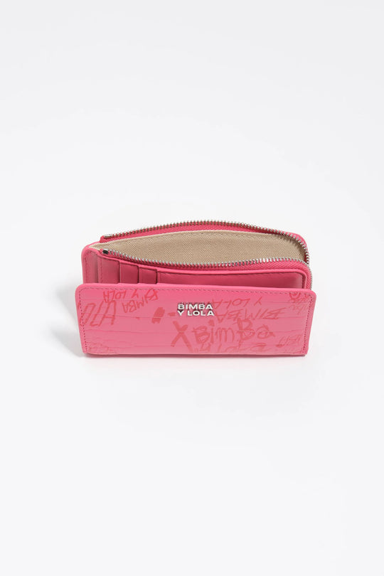 Berry pink Bimba logos compact purse