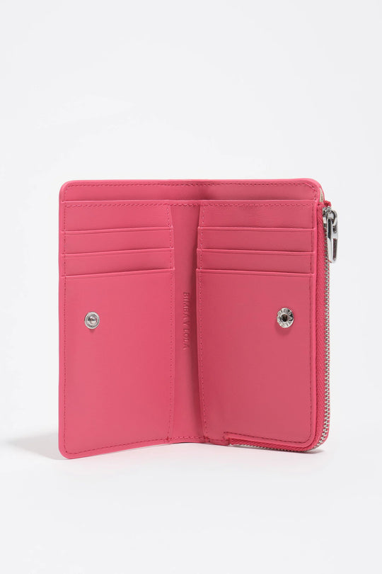 Berry pink Bimba logos compact purse