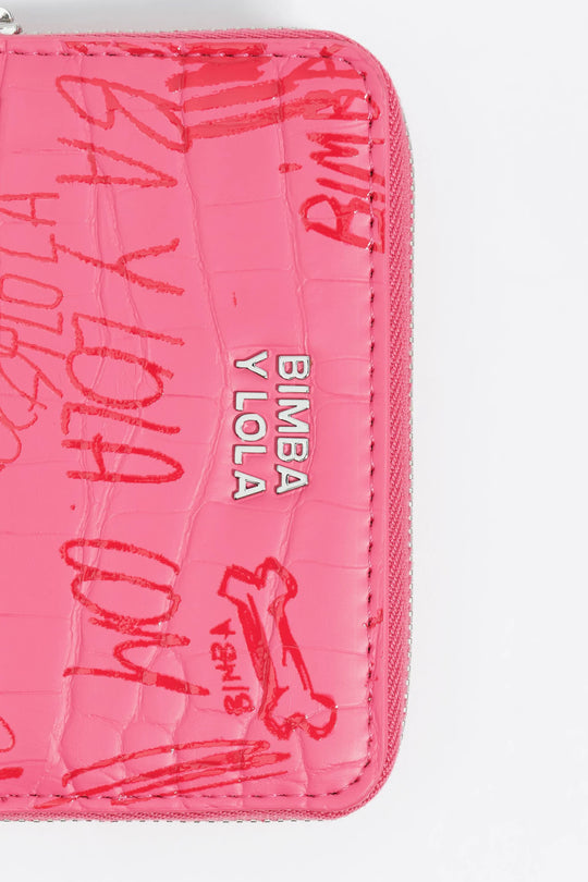 Berry pink flap purse with Bimba logo