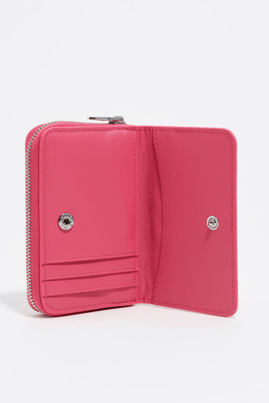 Berry pink flap purse with Bimba logo